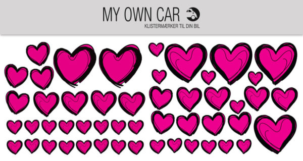 Klistermærker til bil - pink hjerter
