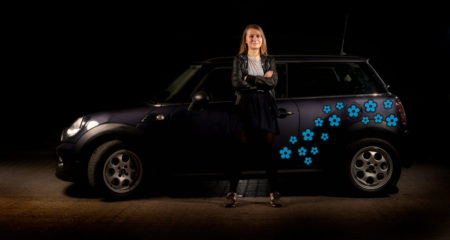Stickers til bil - blå blomster